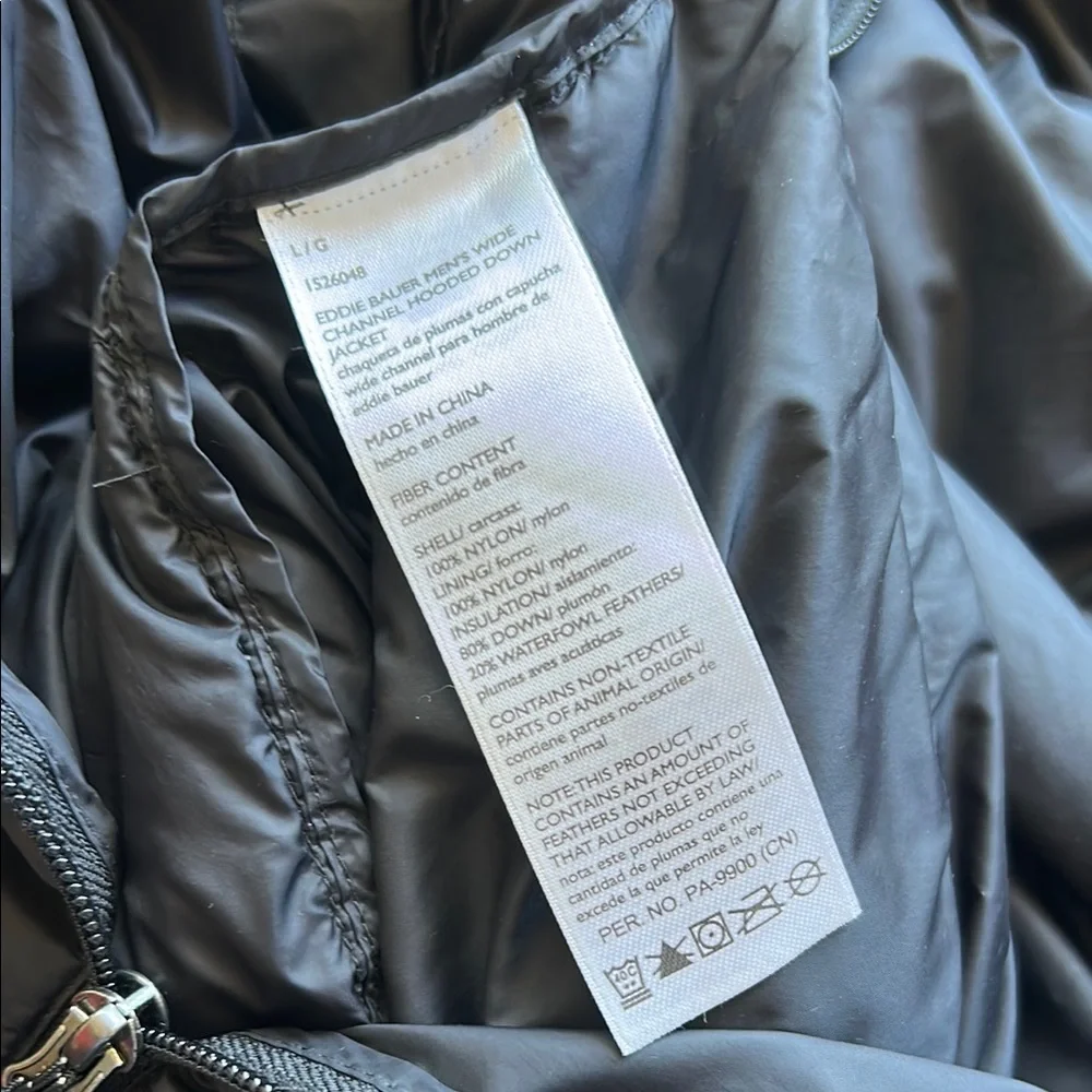 Eddie Bauer Black Men's Wide Channel Hooded Down Jacket